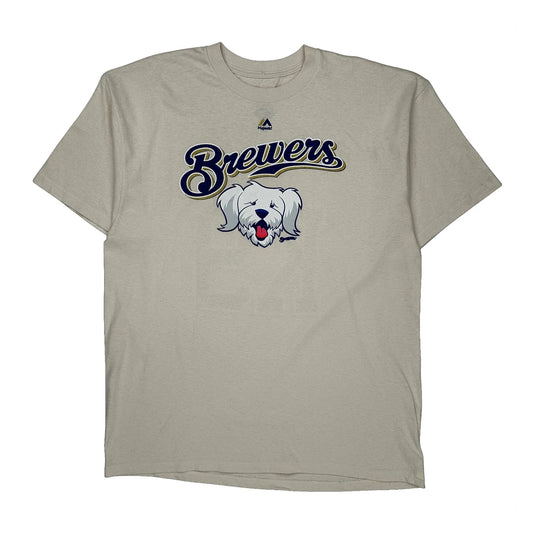 Brewers Majestic Mlb T-Shirt - XL Beige Cotton