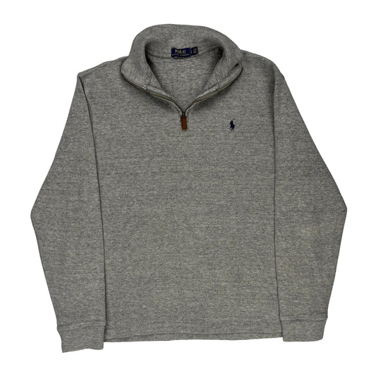 Polo By Ralph Lauren 1/4 Zip - Large Grey Cotton