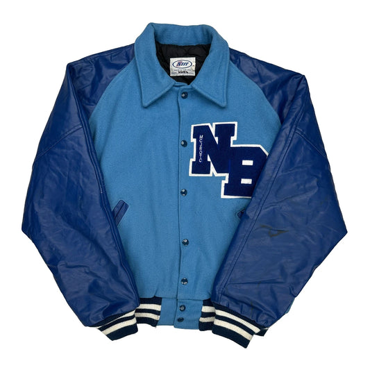 Nb Neff College Varsity Jacket - Large Blue Wool Blend