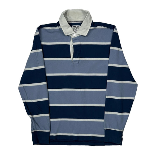 Lands End Striped Rugby Shirt - Small Blue Cotton