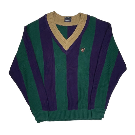 Gant Striped Jumper - Large Green Cotton