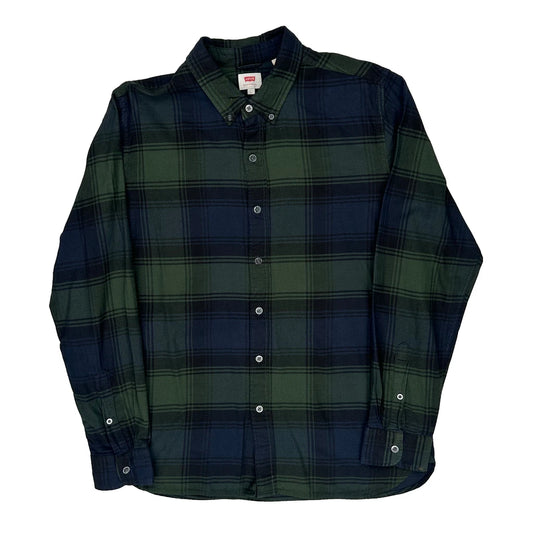 Levis Checked Flannel Shirt - Large Green Cotton