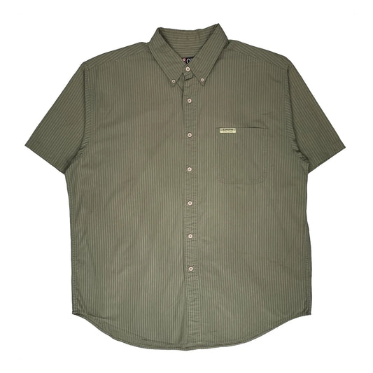 Chaps Ralph Lauren Striped Short Sleeve Shirt - XL Green Cotton