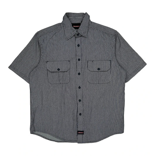 Dickies Striped Short Sleeve Shirt - Large Black & White Cotton