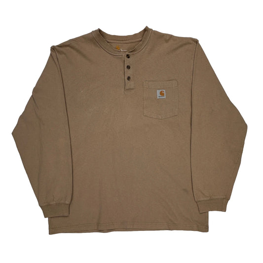 Carhartt Long Sleeve T-Shirt - Large Brown Cotton