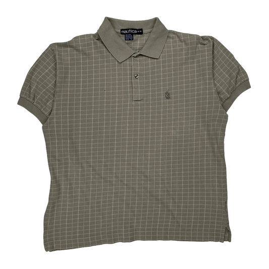 Nautica Checked Polo Shirt - Medium Grey Cotton