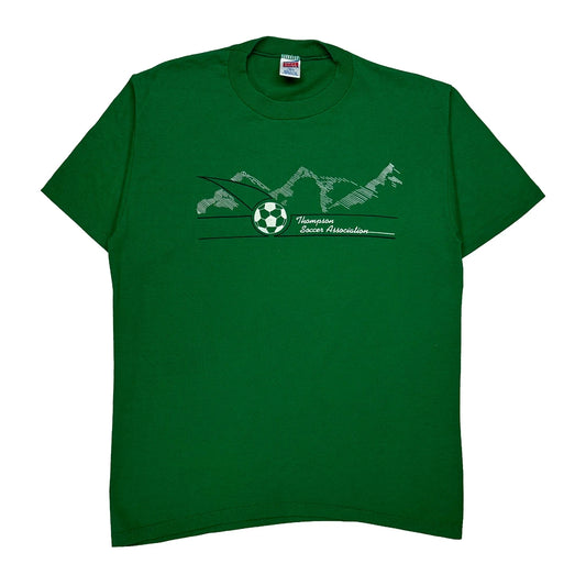 Made In USA, Soccer Association Soffe Football T-Shirt - Large Green Cotton