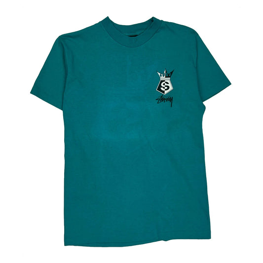 Crown Shield Stussy Graphic T-Shirt - Large Green Cotton