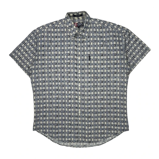 Chaps Ralph Lauren Checked Short Sleeve Shirt - Large Blue Cotton