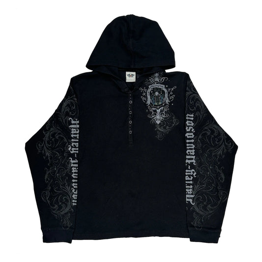 Vintage Harley Davidson Graphic Hoodie - 3XL Black Cotton Blend
