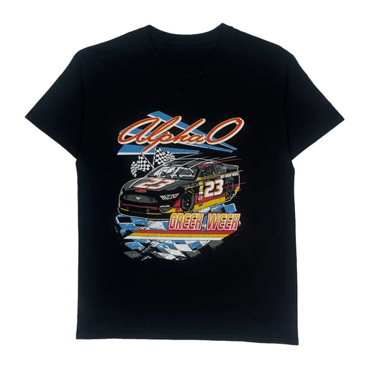Greek Week Nascar Graphic T-Shirt - Small Black Cotton