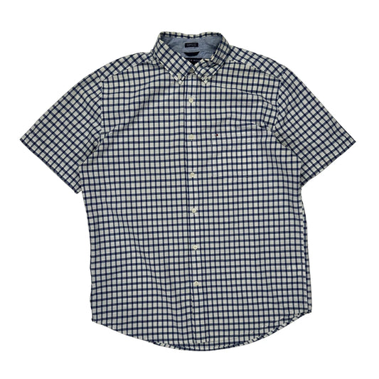 Tommy Hilfiger Checked Short Sleeve Shirt - Medium Blue Cotton