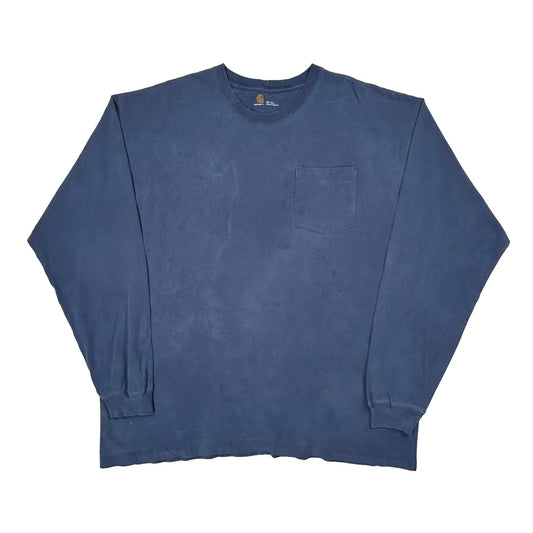Carhartt Long Sleeve T-Shirt - XL Blue Cotton