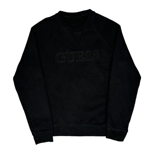 Vintage Guess Spellout Sweatshirt - Large Black Cotton Blend
