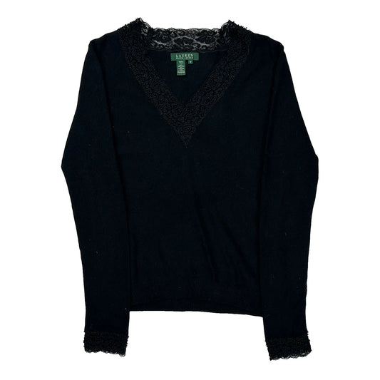 Ralph Lauren Lace Sweater - Medium Black Silk Blend