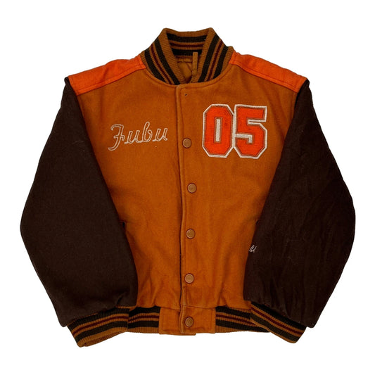 Age 5-6 Fubu Varsity Jacket - Medium Brown Nylon