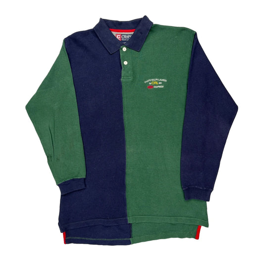 Chaps Ralph Lauren Striped Long Sleeve Polo Shirt - Small Green Cotton