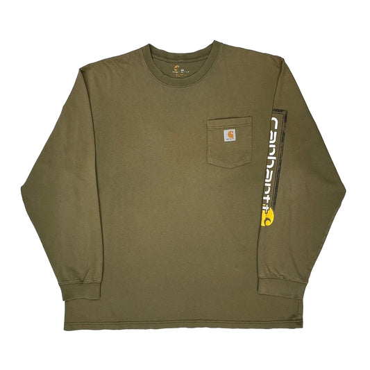 Vintage Carhartt Long Sleeve T-Shirt - 2XL Green Cotton