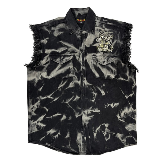 Sturgis Motorcycle Rally Biker Gilet Graphic Denim Gilet - XL Black Cotton