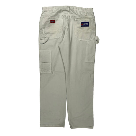 Dickies Carpenter Trousers - 34W 31L White Cotton