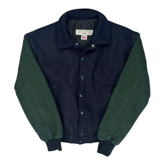 Vintage Made In USA Wings America Bomber Jacket - Small Green Wool