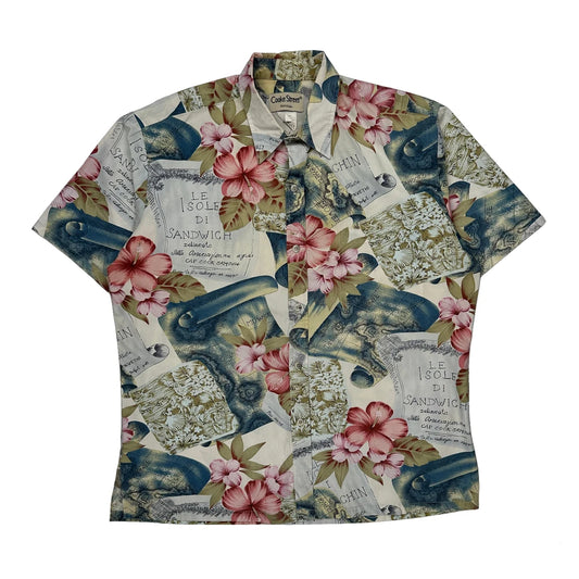 Cooke Street Floral Hawaiian Shirt - Large Multicoloured Cotton