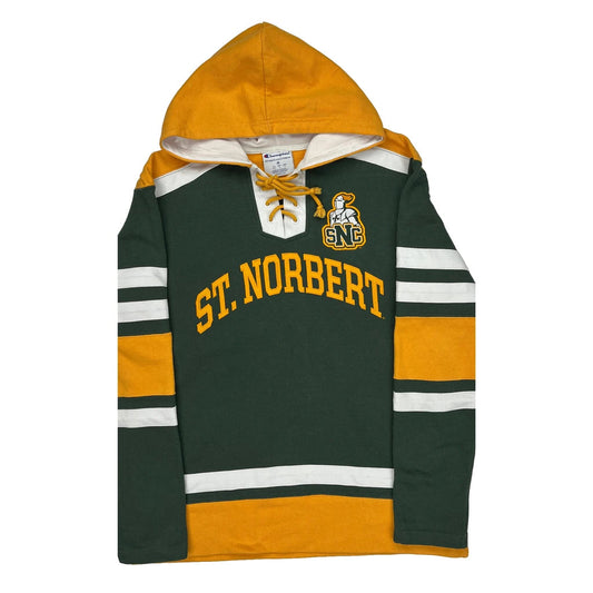 St. Norbert Champion Striped Hoodie - Medium Green Cotton