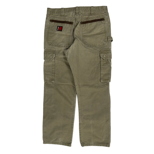 Wrangler Double Knee Cargo Trousers - 34W 30L Khaki Cotton