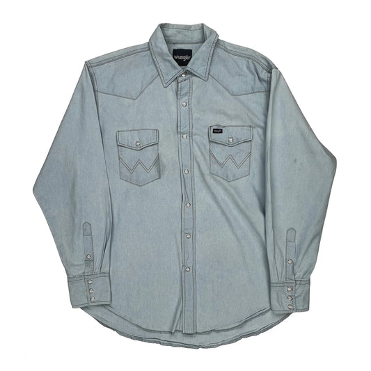 Wrangler Denim Shirt - XL Light Wash Cotton