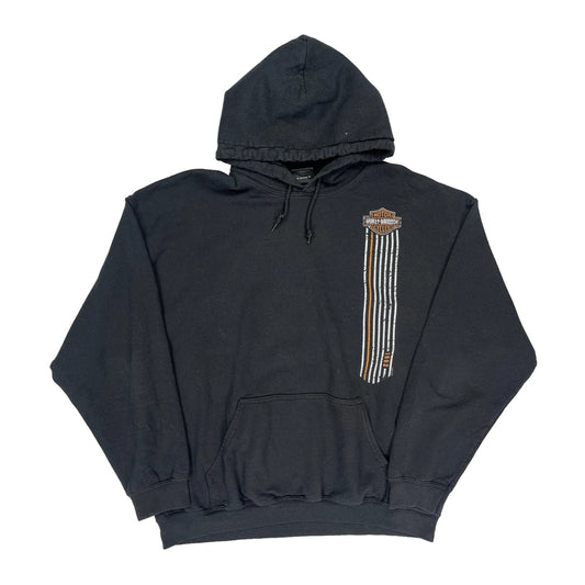 Harley Davidson Striped Hoodie - XL Black Cotton