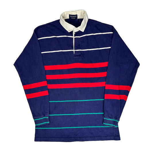 Made In USA Gant Striped Rugby Shirt - XL Navy Cotton
