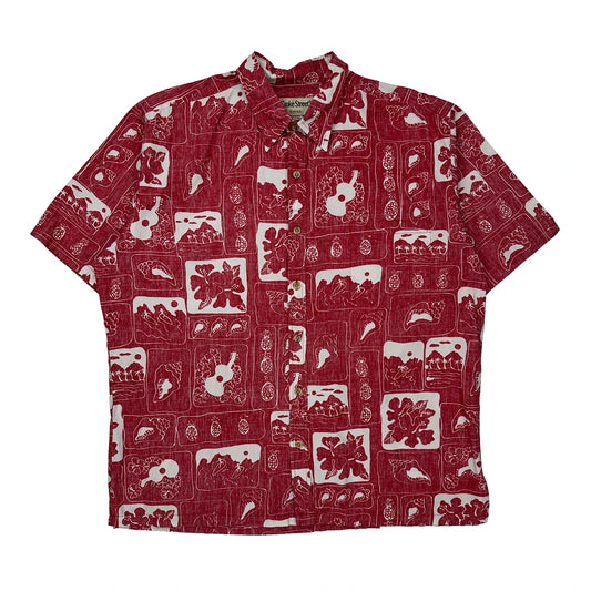 Honolulu Cooke Street Graphic Hawaiian Shirt - XL Red Cotton