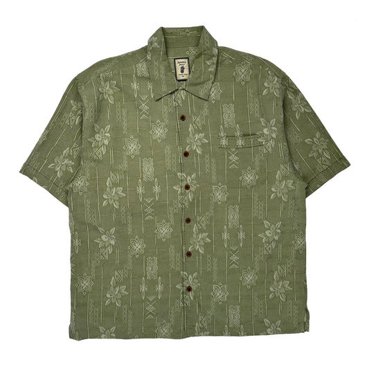 Jamaica Jaxx Floral Hawaiian Shirt - XL Green Cotton