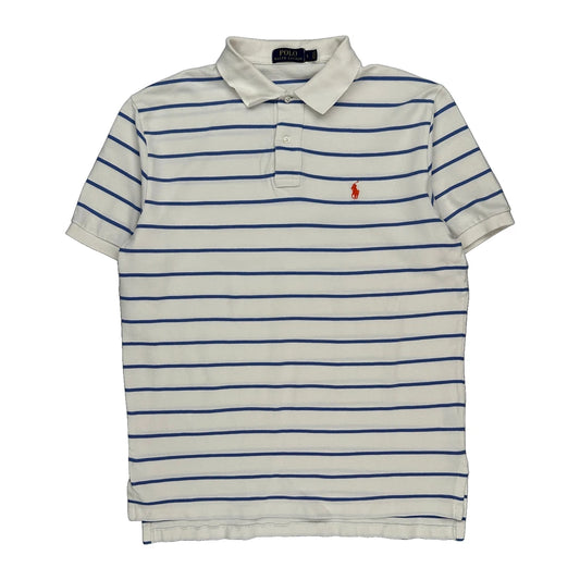 Polo By Ralph Lauren Striped Polo Shirt - Large Blue Cotton