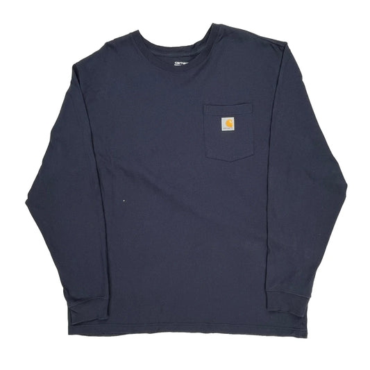 Carhartt Long Sleeve T-Shirt - XL Navy Cotton