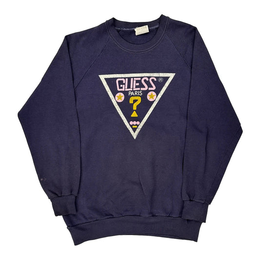 Guess Sweatshirt - Medium Navy Cotton
