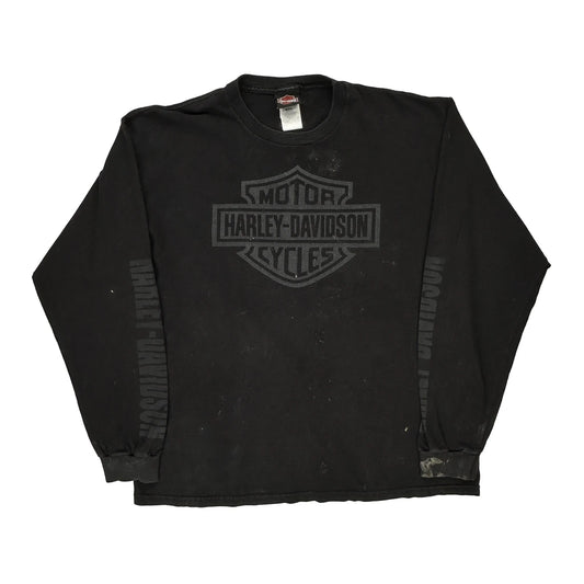 Harley Davidson Graphic Long Sleeve T-Shirt - XL Black Cotton