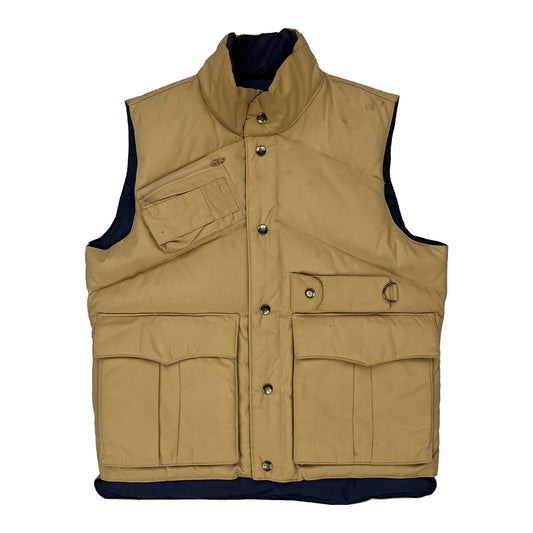 Camel Goose Down Gilet - Medium Beige Cotton