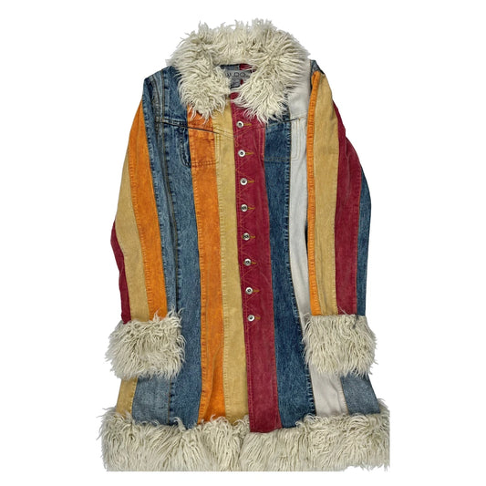 Aldo Striped Afghan Coat - Medium Multicoloured Corduroy