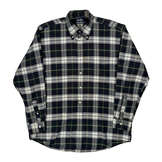 Vintage Nautica Checked Shirt - Large Black Cotton