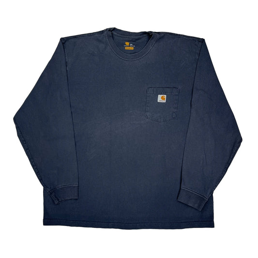 Vintage Carhartt Long Sleeve T-Shirt - 2XL Blue Cotton