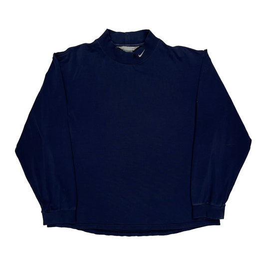 Nike Long Sleeve T-Shirt - Medium Navy Cotton