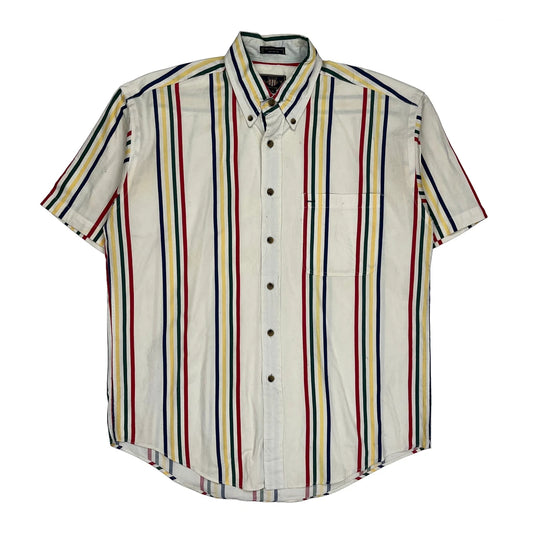 Vintage Gant Striped Short Sleeve Shirt - Medium Cream Cotton
