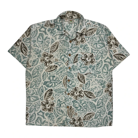 Maui Floral Hawaiian Shirt - Large Multicoloured Cotton
