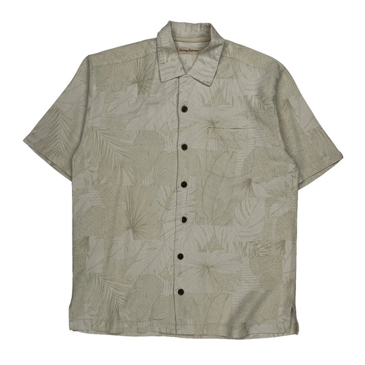 Tommy Bahama Floral Hawaiian Shirt - Small Beige Silk