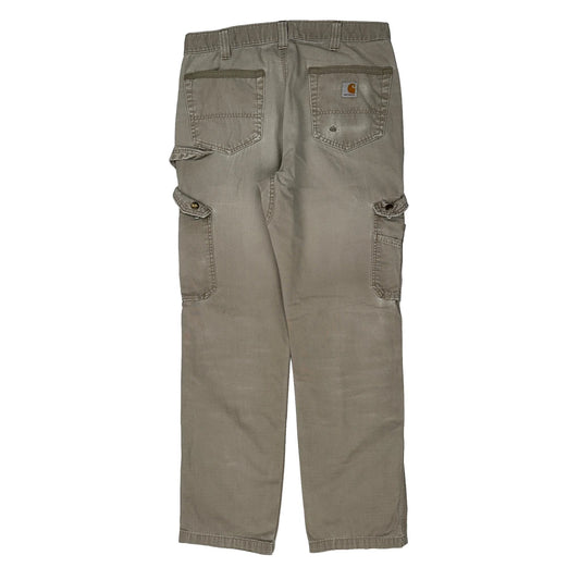Carhartt Double Knee Cargo Trousers - 34W 33L Beige Cotton