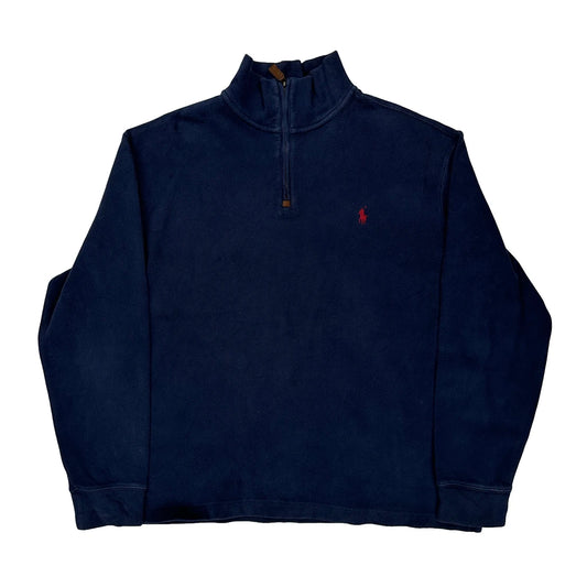 Polo By Ralph Lauren 1/4 Zip - Large Navy Cotton