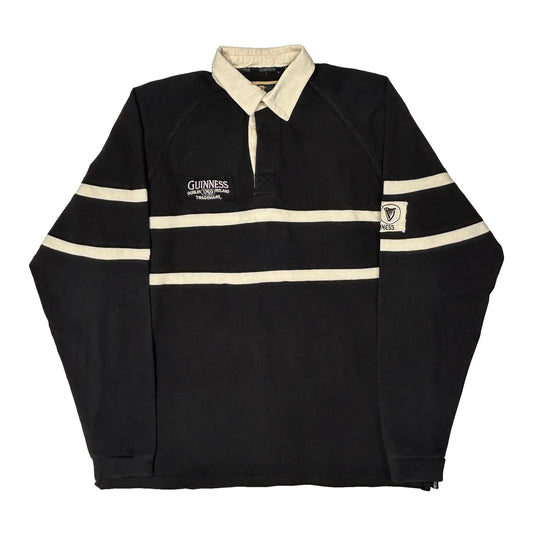 Vintage Official Merchandise Guinness Striped Rugby Shirt - 3XL Black Cotton