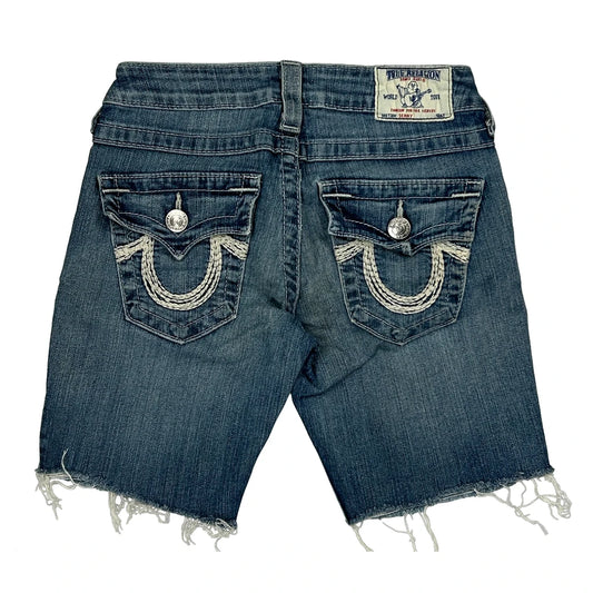 True Religion Denim Shorts - 24W UK 2 Blue Denim