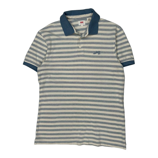 Levis Striped Polo Shirt - Medium Blue Cotton